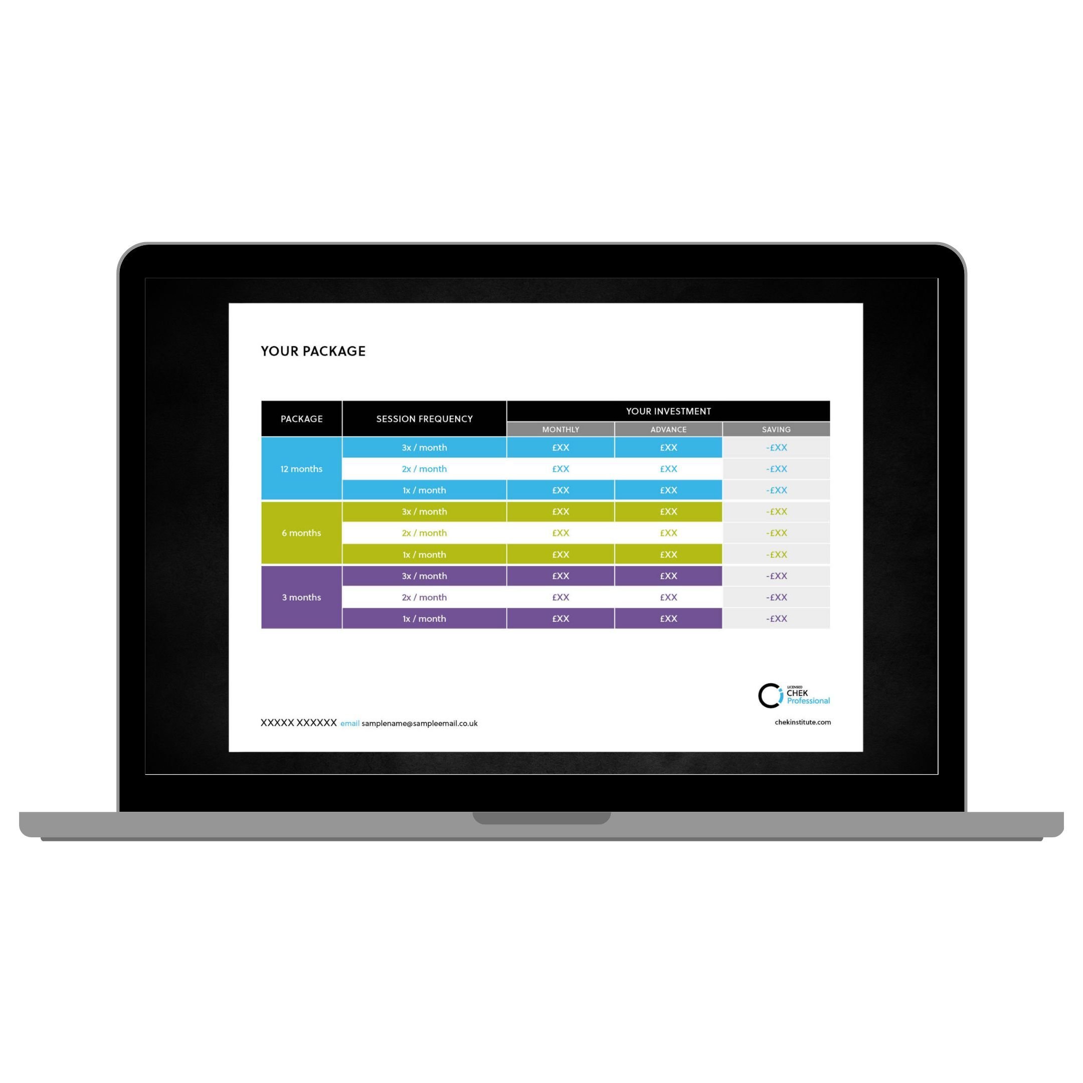 CHEK Price Package Template